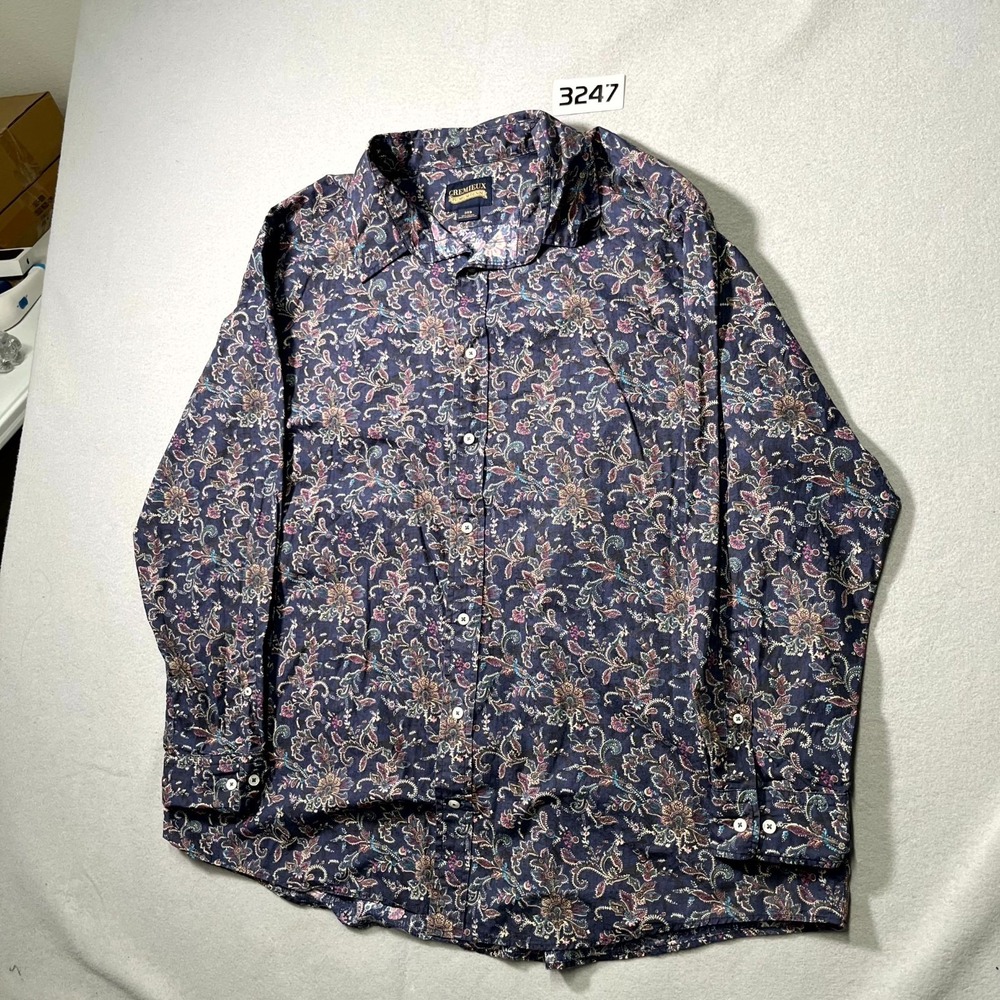 Cremieux Premium Shirt Mens 3XB Blue Floral‎ Cotton Long Sleeve Casual Button Up